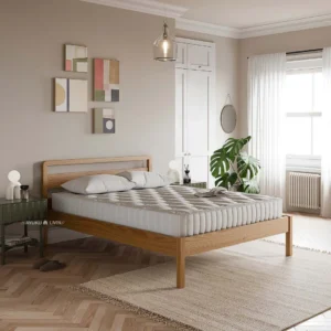 Ranjang Kayu Minimalis Scandinavian – Natural Wood Bed Frame