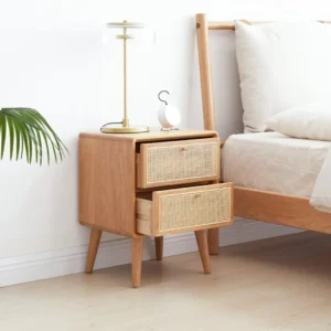 Nakas Minimalis Rotan 2 Laci – Scandinavian Modern