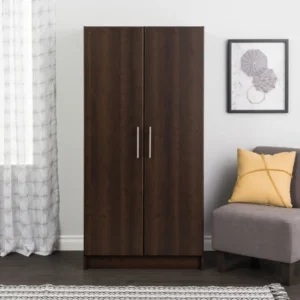 Lemari Pakaian Minimalis 2 Pintu – Natural Walnut