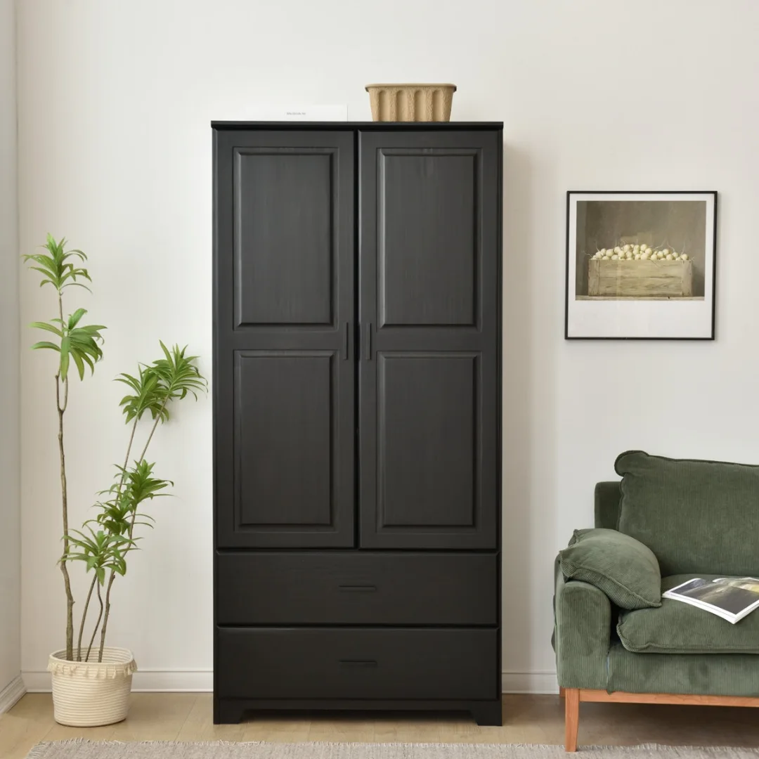Lemari Pakaian Minimalis 2 Pintu dengan Laci Penyimpanan - Gambar 2